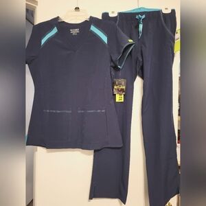 Activate By Med Couture Scrub Set in Navy and Teal